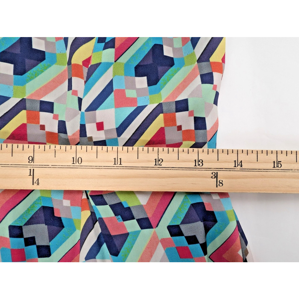 Anthropologie Eva Franco Midi Dress Mixed Media Denim Silk Sz 4 6 Geometric - Picture 11 of 12
